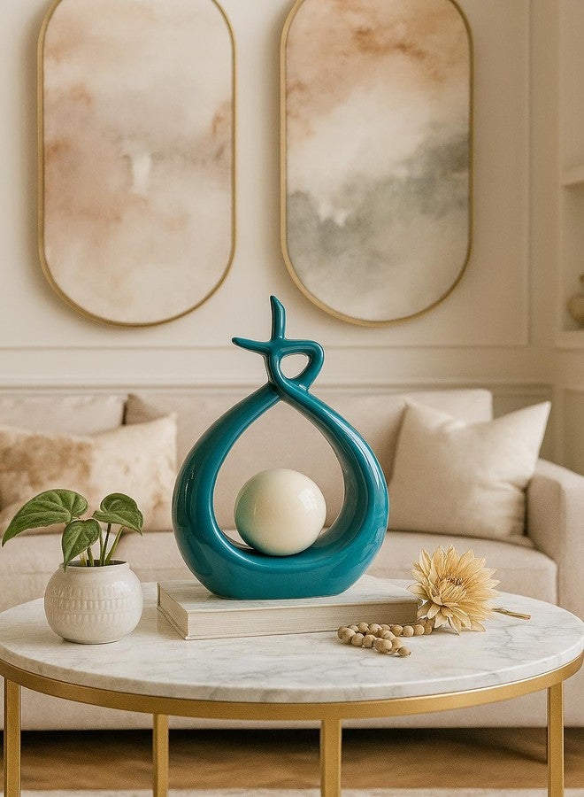 اكستور تمثال حلزوني جميل من السيراميك من إكستوري لتزيين المنزل (عبوة من قطعة واحدة، لون سماوي) - Image 3